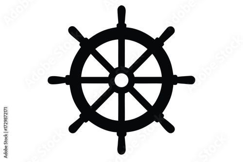 ship wheel silhouette icon. Vector clipart black illustration design