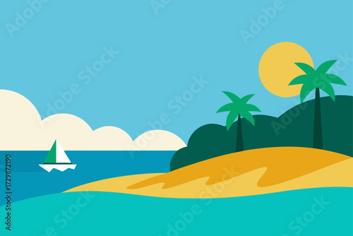 tropical island with palm trees