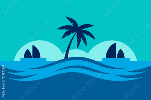 vector illustration of a tropical island