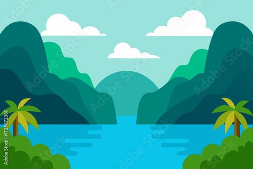 tropical island with palm trees