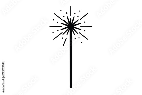 sparkler silhouette icon. Vector clipart black illustration design