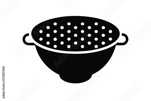 strainer silhouette icon. Vector clipart black illustration design