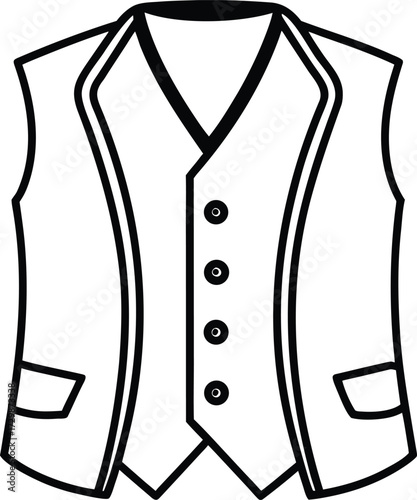 buttoned waistcoat line art on transparent background