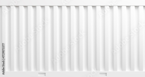 White shipping container wall. Seamless vertical metal panel texture with embossed ridges and industrial design. Cargo container backdrop. 3d render
