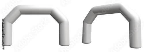 Cuadro en lienzo White inflatable arches isolated on white background, start finish line on sport