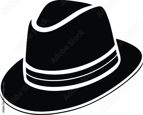 casual fedora line art on transparent background
