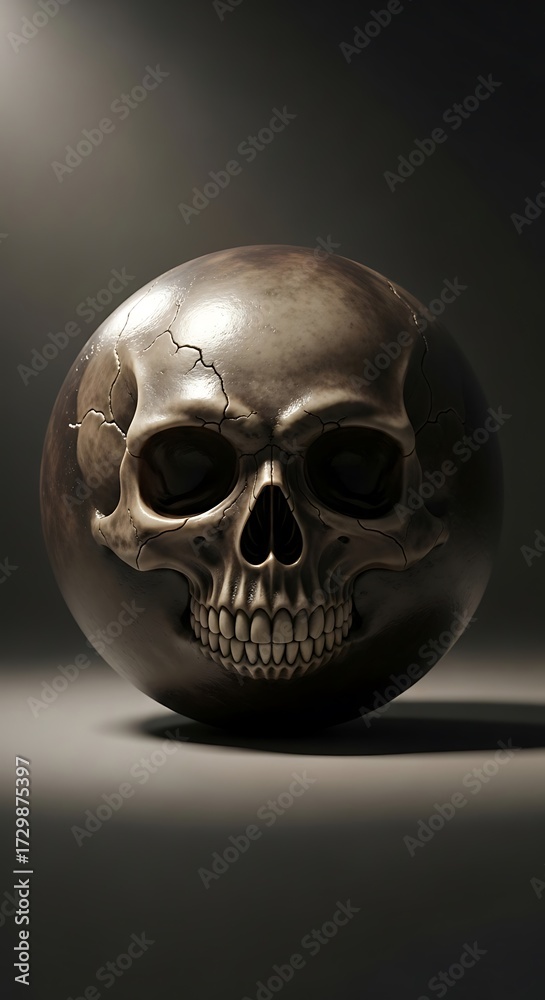 Fototapeta premium Skull Bowling Ball, Dark, Artistic, Still Life, Design.