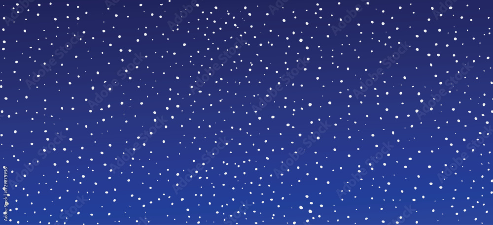 Fototapeta premium Falling snow seamless wallpaper. Repeated white snow at night sky background. Vector repeating snowfall pattern. White snowflakes, dots, ice hail for Christmas decor