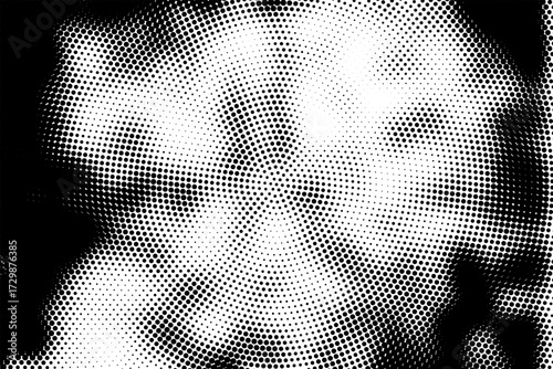 Halftone radial texture with varying density abstract black and white circles, black and white metal grid pattern texture with steel mesh dots and halftone carbon design, metal grid background