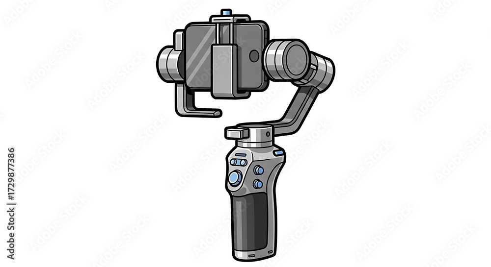 Fototapeta premium Modern Smartphone Gimbal Stabilizer Illustration Isolated Clean Technical Design.