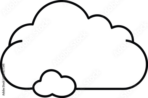 clear blue sky with single white cloud line art on transparent background