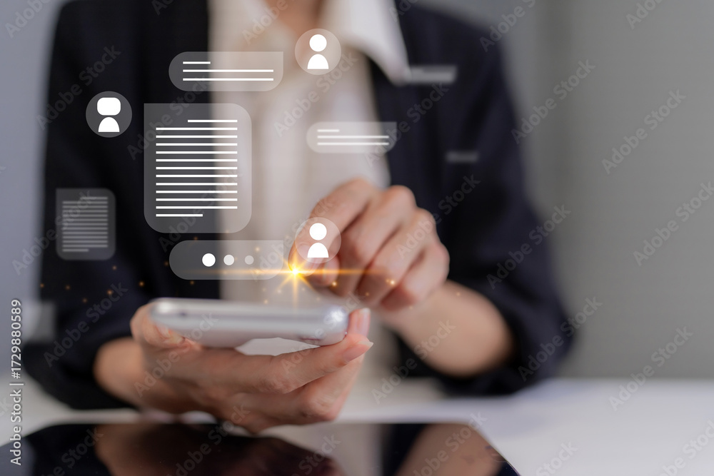 custom made wallpaper toronto digitalProfessional adult hands operating smartphone digital interface manage online communication business data network connectivity modern technology solutions