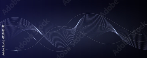 Abstract dark blue wave background with flowing lines