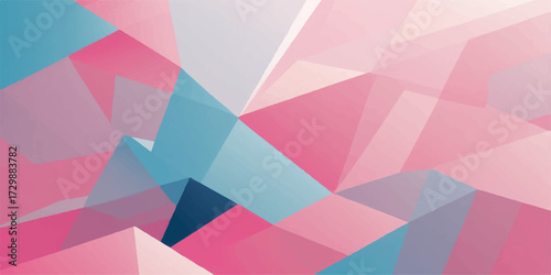 An abstract colorful background features a seamless geometric pattern of triangles and polygons in a vibrant mosaic of yellow and pink with a modern design and texture