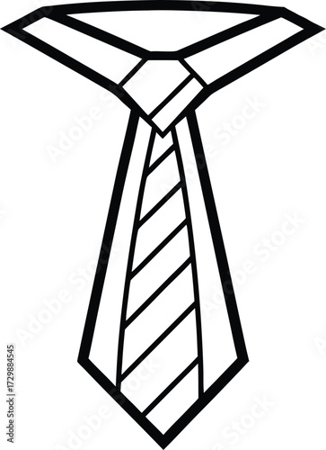elegant neck tie line art on transparent background