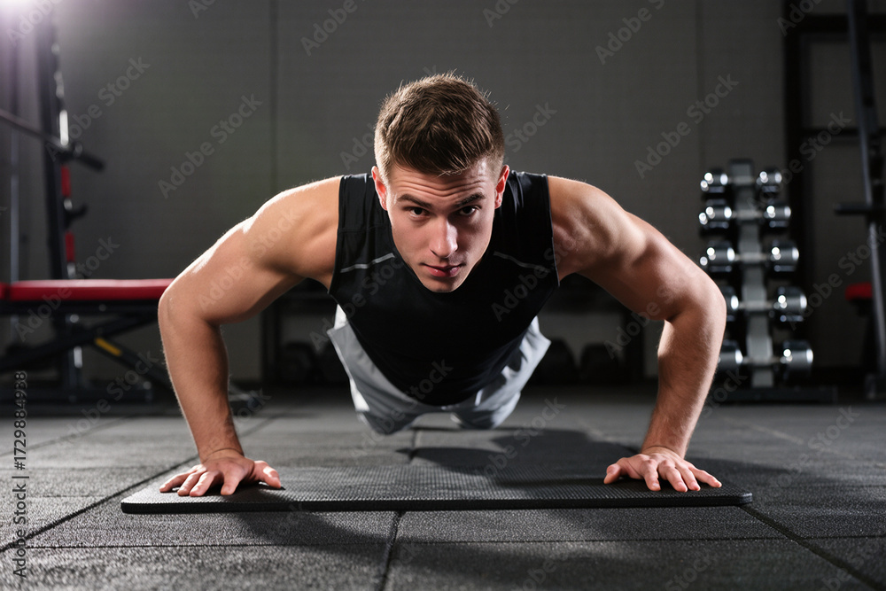 Fototapeta premium young man exercising - push up