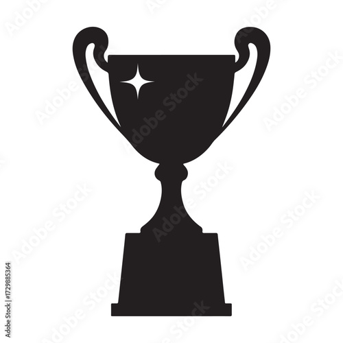 Silhouette of a shiny trophy isolated on white background, representing triumph, accomplishment, and excellence in contests and athletic events. trophy cup isolated on white