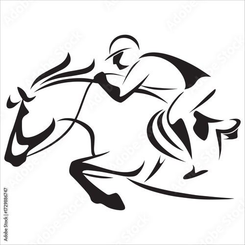 Horse Racing Jockey Silhouette Vector Icon