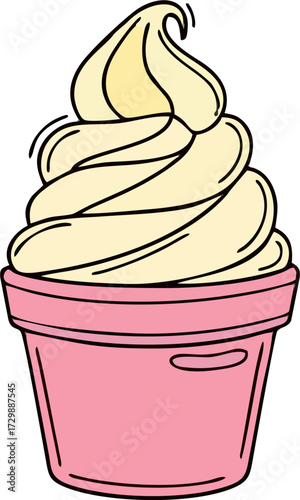 Ice cream in a cup. A paper container flat vector illustration