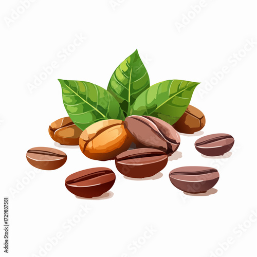 Variety of coffee bean illustration doodle isolated in white background. 