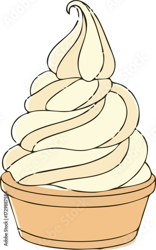Ice cream in a cup. A paper container flat vector illustration