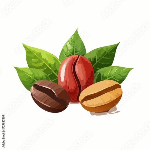 Variety of coffee bean illustration doodle isolated in white background. 