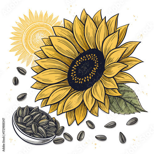 Stunning Create Bold Stroke Sunflower With Seeds Ins Professional Photo