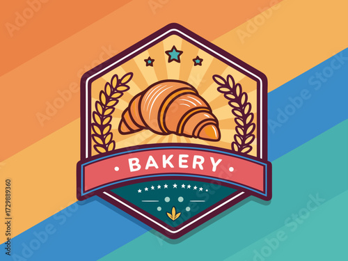 Vibrant Bakery Badge With Croissant And Abs Premium Digital Asset Great for Commercial Projects