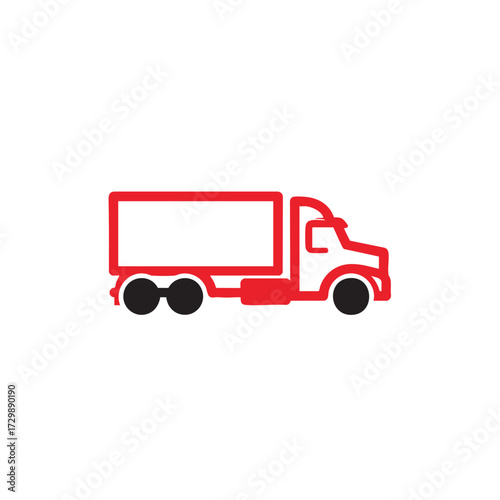 Bold Black Semi-Truck Icon with Trailer, Best-Selling Vector Graphic for Transportation and Freight Business Designs