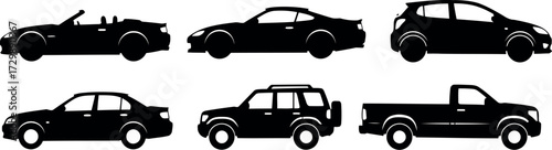 Vector art of set of car silhouettes