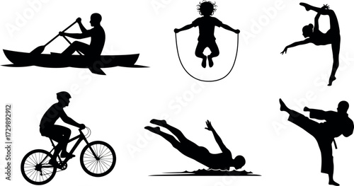 Vector art of collection of sports and activity silhouettes