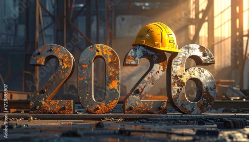 Steel Beam 2026 with Construction Helmet Industrial Theme