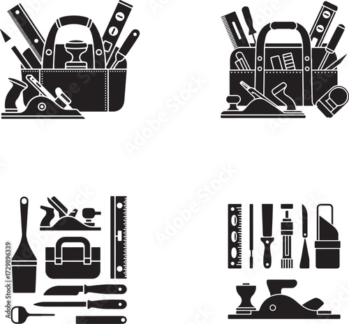 Black and white tool illustrations tools toolbox