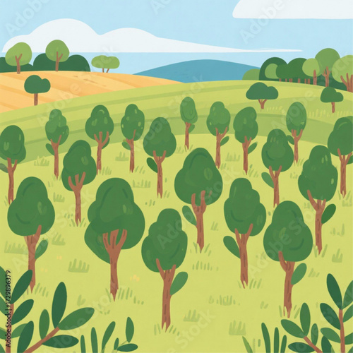 Eucalyptus plantation in a rural field