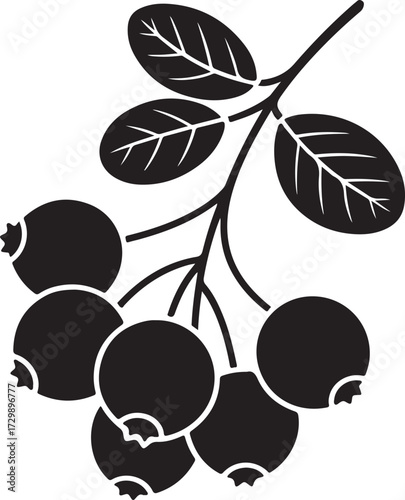 Thanksgiving Cranberry Silhouette Vector Black on White