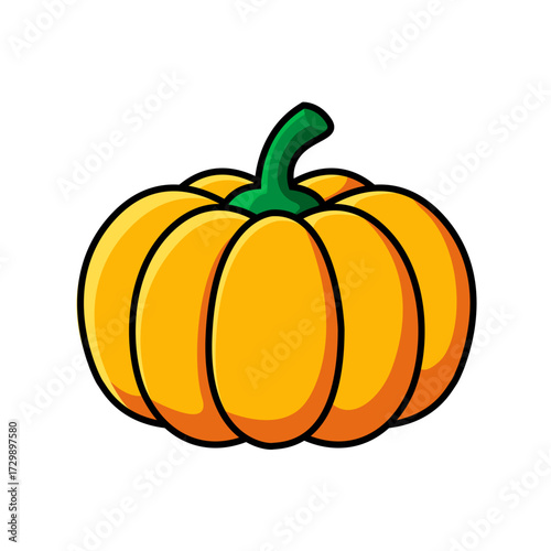 Isolated cartoon pumpkin vector illustration design. Black outline. White background.
