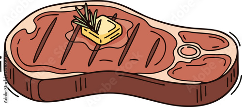 Grilled meat icon. Fried pork fillet steak vector illustration.