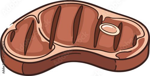 Grilled meat icon. Fried pork fillet steak vector illustration.