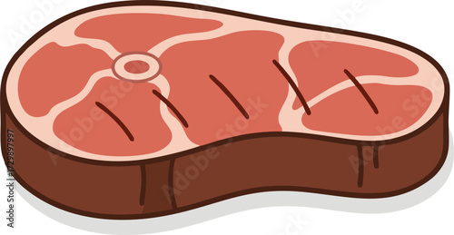 Grilled meat icon. Fried pork fillet steak vector illustration.
