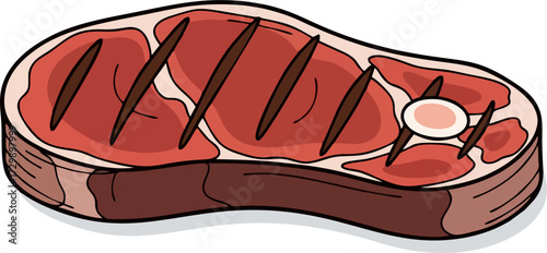 Grilled meat icon. Fried pork fillet steak vector illustration.