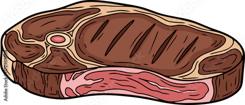 Grilled meat icon. Fried pork fillet steak vector illustration.