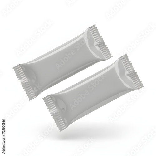 Blank White Snack Bar Wrapper Mockup Floating on Grey Background