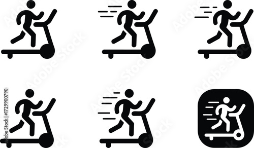 Treadmill Running Icons: Speed, Fitness, and Exercise