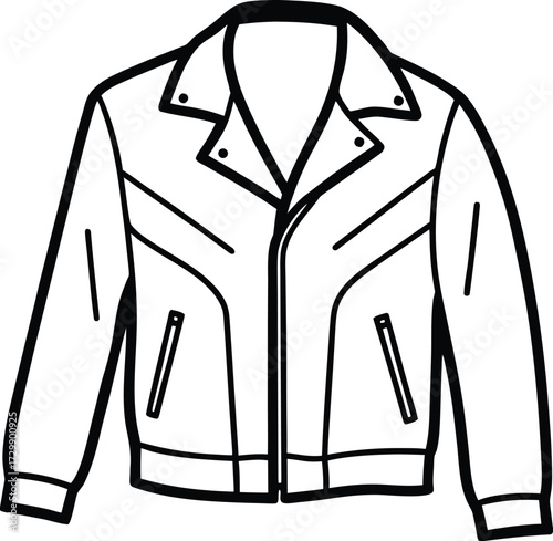 leather jacket line art on transparent background