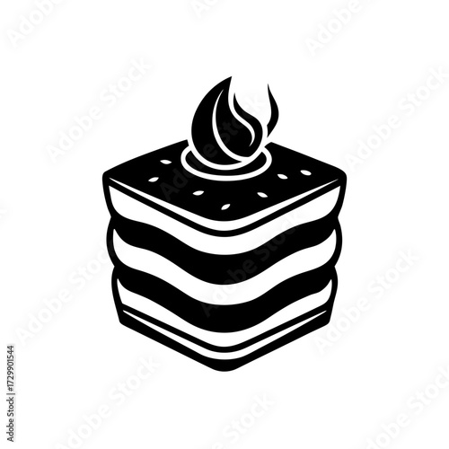 silhouette of a tiramisu layered with coffee 