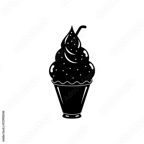silhouette of a shaved ice cone topped with syrup 