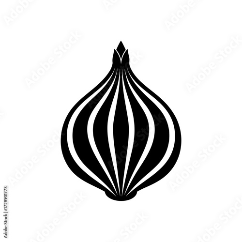 silhouette of a amaryllis bulb bursting with strip