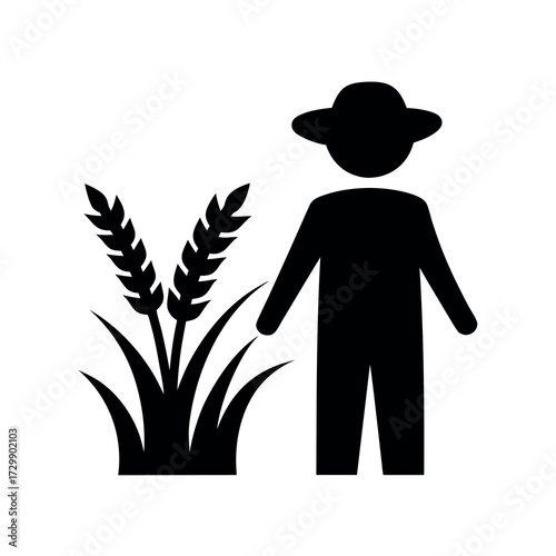 Farmer standing beside a field of wheat representing agriculture and food production