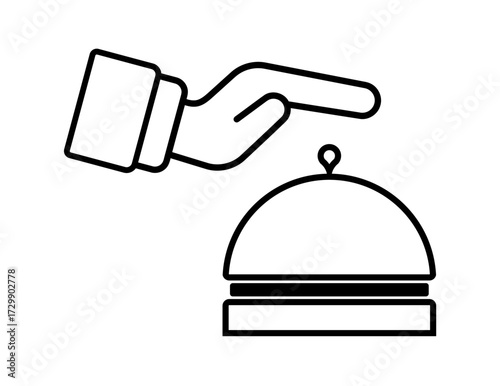 reception bell desk with hand icon
