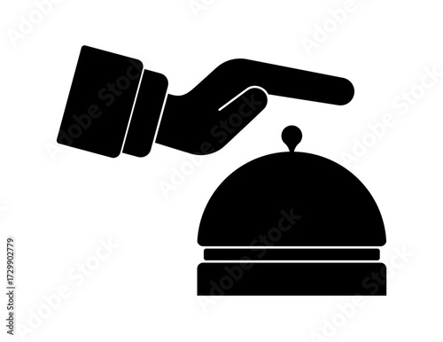 reception bell desk with hand icon